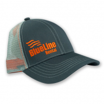 Safety Orange Trim Mesh Back Charcoal Trucker Cap