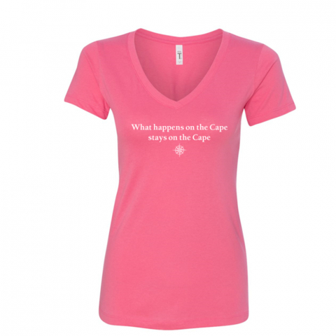 Women's What Happens On The Cape V-Neck Tee - Hot Pink
