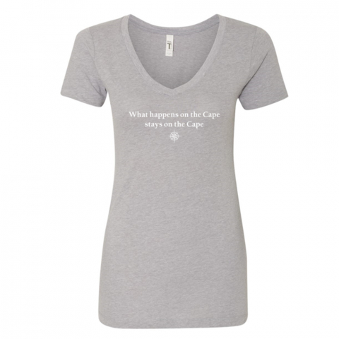 Women's What Happens On The Cape V-Neck Tee - Grey