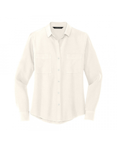 Mercer+Mettle Women's Stretch Crepe Long Sleeve Camp Blouse