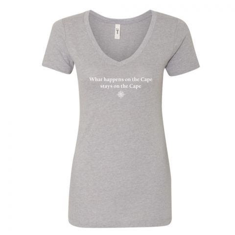Women's What Happens On The Cape V-Neck Tee - Grey